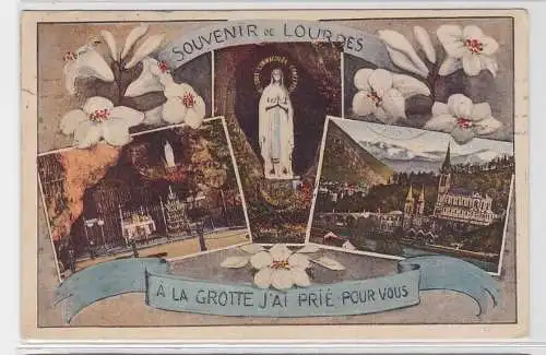 88227 Ak Souvenir de Lourdes Wallfahrtsort in Frankreich 1943