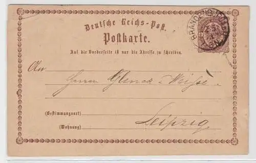 97479 DR Ganzsachen Postkarte Plattenfehler P1/D8 Brandenburg a.D. Leipzig 1873