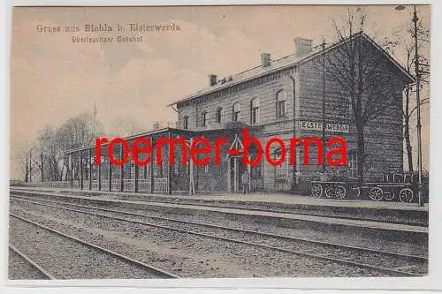 77792 Ak Gruss aus Biehla b. Elsterwerda Oberlausitzer Bahnhof um 1910