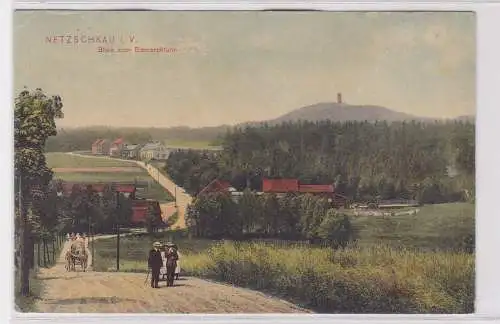 88842 AK Netzschkau im Vogtland - Blick zum Bismarckturm um 1910