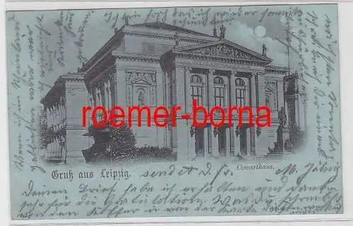 68551 Mondscheinkarte Gruß aus Leipzig Concerthaus 1901