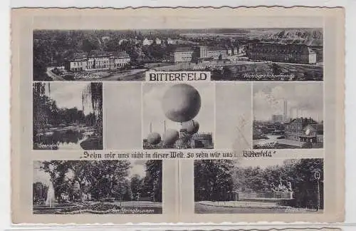 61785 Mehrbild Ak Bitterfeld Schule, Ehrenmal, Ballon, Bahnhof usw. um 1940