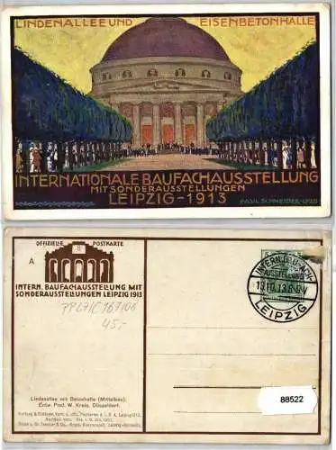 88522 DR Ganzsachen Postkarte PP27/C167/08 Leipzig Baufachausstellung 1913
