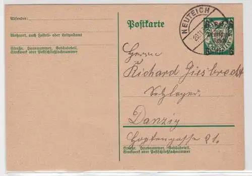 96947 Danzig Ganzsachen Postkarte P284 Stempel Neuteich 1939