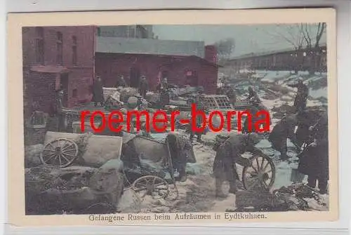 77994 Ak Gefangene Russen beim Aufräumen in Eydtkuhnen um 1915