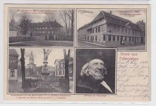 15904 AK Gruss aus Fallersleben - Hôtel, Schloss, Kriegerdenkmal & Portrait 1911