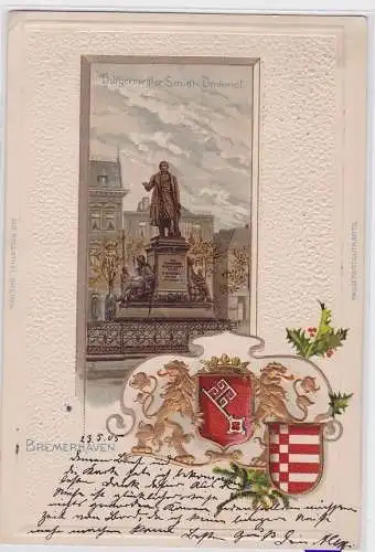 84760 Präge AK Bremerhaven Bürgermeister Smidt Denkmal mit Wappen 1905
