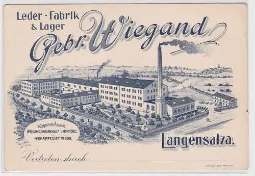 90155 Reklame AK Leder-Fabrik & Lager Gebr. Wiegand Langensalza um 1910