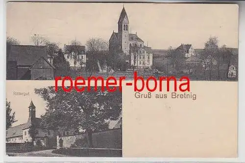 76834 Mehrbild Ak Gruß aus Bretnig Totalansicht und Rittergut 1916