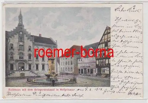 77624 Ak Rathaus mit dem Kriegerdenkmal in Hofgeismar 1903