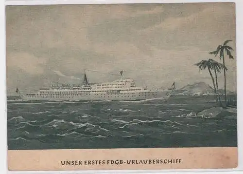 89666 AK Unser erstes FDGB Urlauberschiff - Aquarell von Alfred Worms um 1958