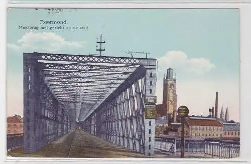 89021 Ak Roermond Maasbrücke mit Sicht auf die Stadt 1929