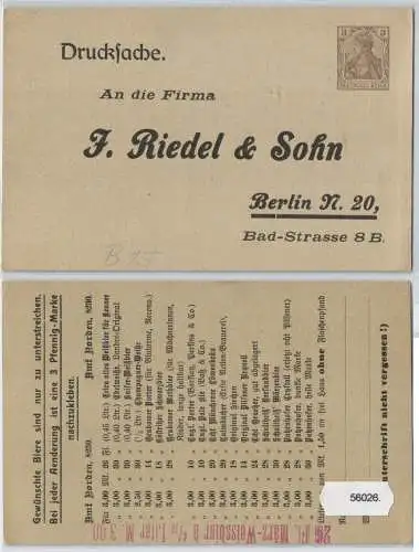 56026 DR Ganzsachen Postkarte PP23/B15 J. Riedel & Sohn Berlin 3 Pf. Germania