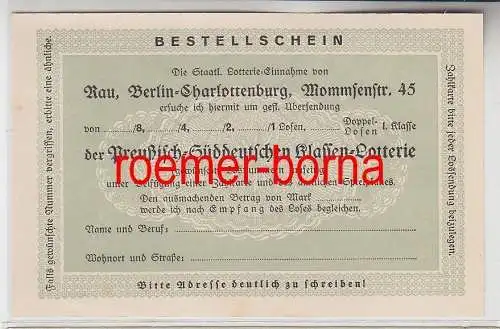 75216 Lotterie Reklame Ak Rau Berlin Charlottenburg Mommsenstraße 45, um 1930