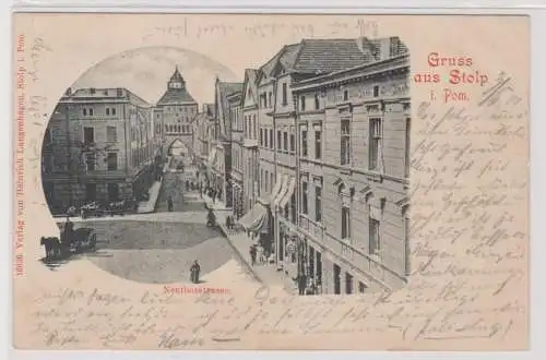 28957 Ak Gruß aus Stolp Słupsk in Pommern Neuthorstraße 1900