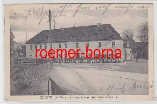 76292 Feldpost Ak Zehista bei Pirna Gasthof zur Post 1915