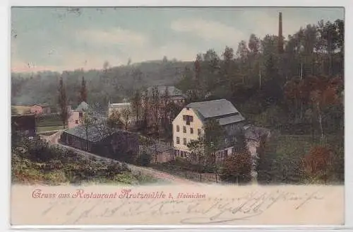 89470 Ak Gruß aus Restaurant Kratzmühle bei Hainichen 1904