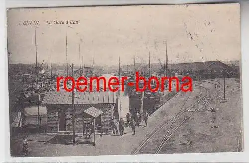 75982 Ak Denain La Gare d´Eau Hafen Bahnhof 1915