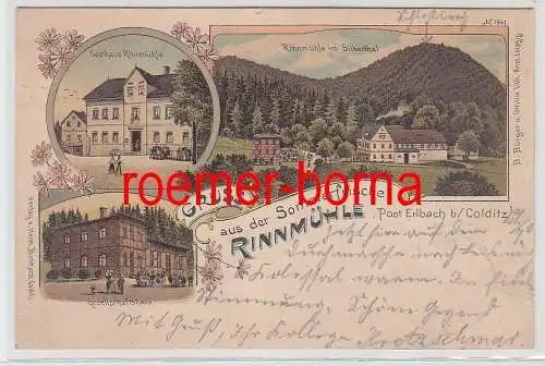 76190 Ak Lithografie Gruss aus der Sommerfrische Rinnmühle b. Colditz 1900