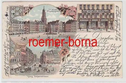 76536 Ak Lithografie Gruss aus Dresden Geschäft Adolf Sternberg usw. 1913