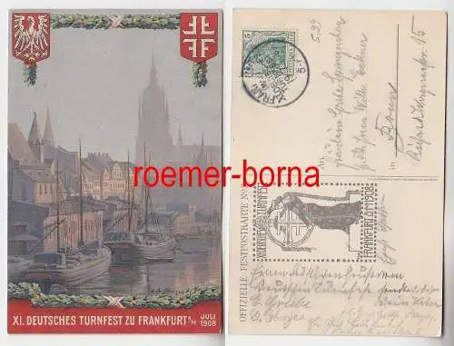 68812 Offizielle Festpostkarte Nr. 3 XI. Deutsches Turnfest Frankfurt a.M. 1908