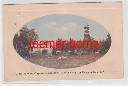 56953 geprägte Ak Gruss vom Ausflugsort Geiersberg b. Eibenberg im Erzgeb. 1915