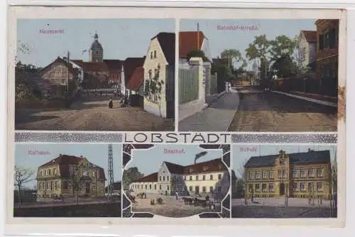 95583 Mehrbild Ak Lobstädt Bahnhofstraße, Gasthof, Schule usw. 1916