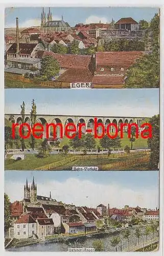 75806 Mehrbild Ak Eger Cheb Bahn-Viadukt, Unterer Anger 1912