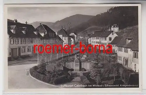 73033 Ak Calmbach bei Wildbad im Schwarzwald Kriegerdenkmal 1939
