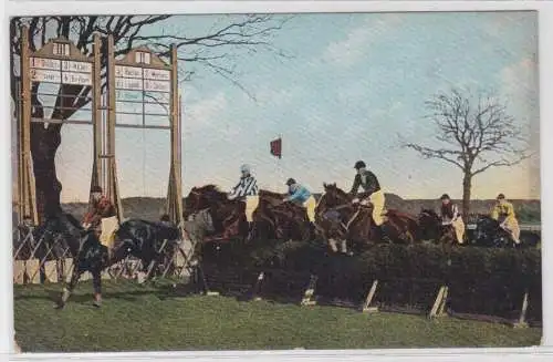 59025 Ak Leipzig Rennbahn Pferde überspringen Hindernis 1908
