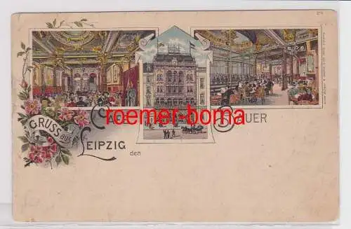 86884 Ak Lithographie Gruss aus Café Bauer Leipzig 1901