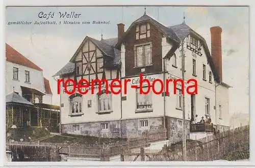 74479 Ak Weischlitz Café Weller nah beim Bahnhof 1912