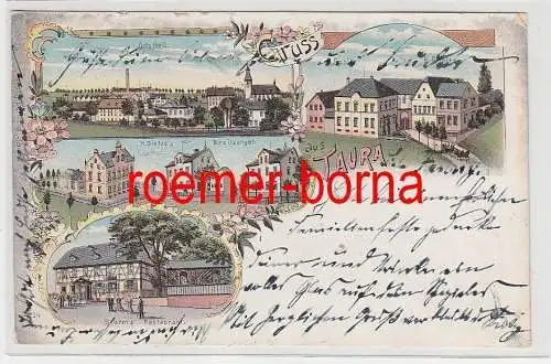 75813 Ak Lithografie Gruss aus Taura Sturm´s Restaurant usw. 1901