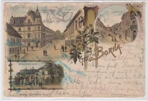 95244 Ak Lithographie Gruß aus Borna Amtshauptmannschaft usw. 1900