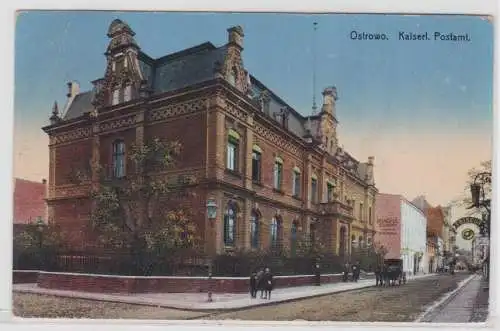 96847 Feldpost Ak Ostrowo kaiserliches Postamt und Frisör 1915