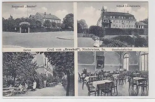 68908 Ak Gruß vom "Brauhof" Niederwiesa in Sachsen um 1910