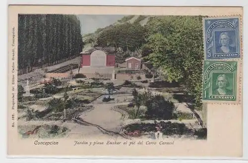 97241 Ak Concepcion Chile Jardin y plaza Euskur al pie del Cerro Caracol um 1900