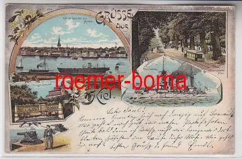 75180 Ak Lithografie Grüsse aus Kiel Düsternbrooker Allee usw. 1902