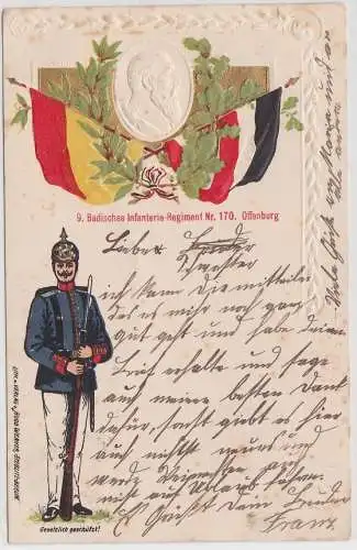 73202 Präge AK Offenburg Soldat 9. Badischen Infanterie-Regiments Nr. 170