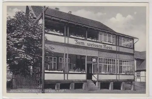 96691 AK Allrode /Harz - Hotel "Zum weißen Roß", Gebäudeansicht um 1930