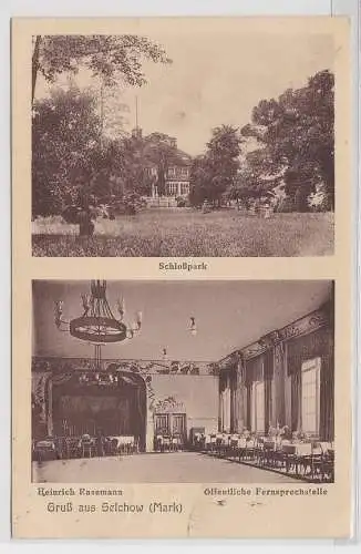 89810 AK Gruß aus Selchow - Schloßpark, H.Rasemann Öffent. Fernsprechstelle 1929