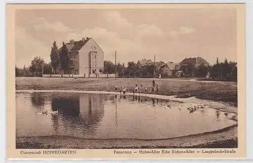 95007 Ak Gartenstadt Hoppegarten, Panorama - Hohe-Allee Ecke Eichen-Allee, 1938