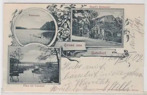 89197 AK Gruss aus Uetzdorf - Siegel's Restaurant, Fliess, Panorama 1902