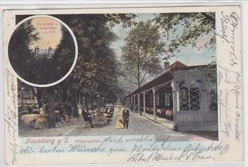43458 AK Naumburg - Bürgergarten, Gartenpartie, Blick vom Rosenhügel 1901