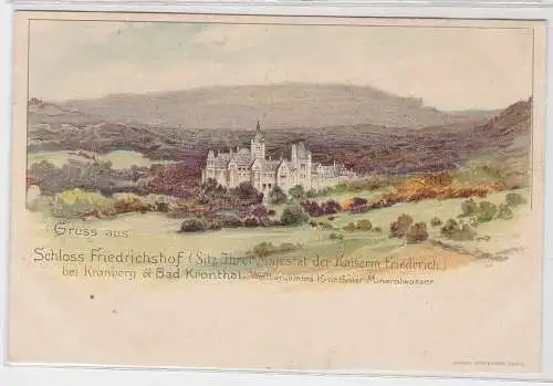 50187 Ak Lithographie Gruß aus Schloß Friedrichshof bei Kronberg & Bad Kronthal