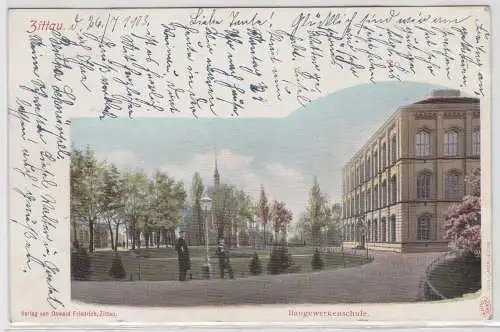 72309 AK Zittau - Baugewerkenschule mit Parkpartie 1903