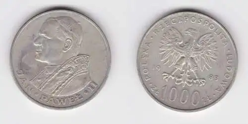 1000 Zloty Silber Münze Polen Pabst Johannes Paul II 1983 (155317)