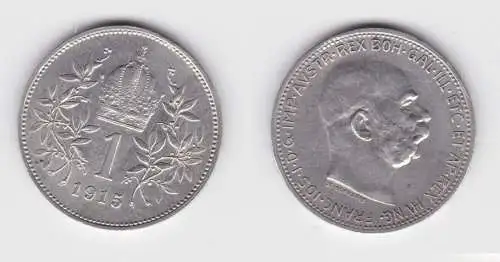 1 Krone Silber Münze Österreich 1915 (155822)