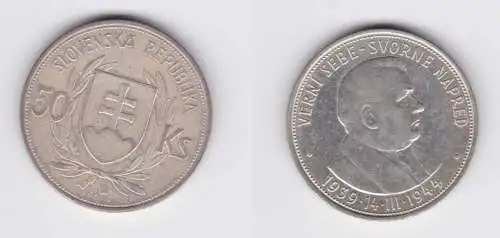 50 Kronen Silber Münze Slowakei Dr. Josef Tiso 1944 (155233)