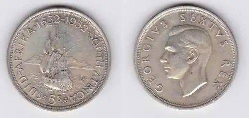 5 Schilling Silber Münze Südafrika Segelschiff 1952 (155065)